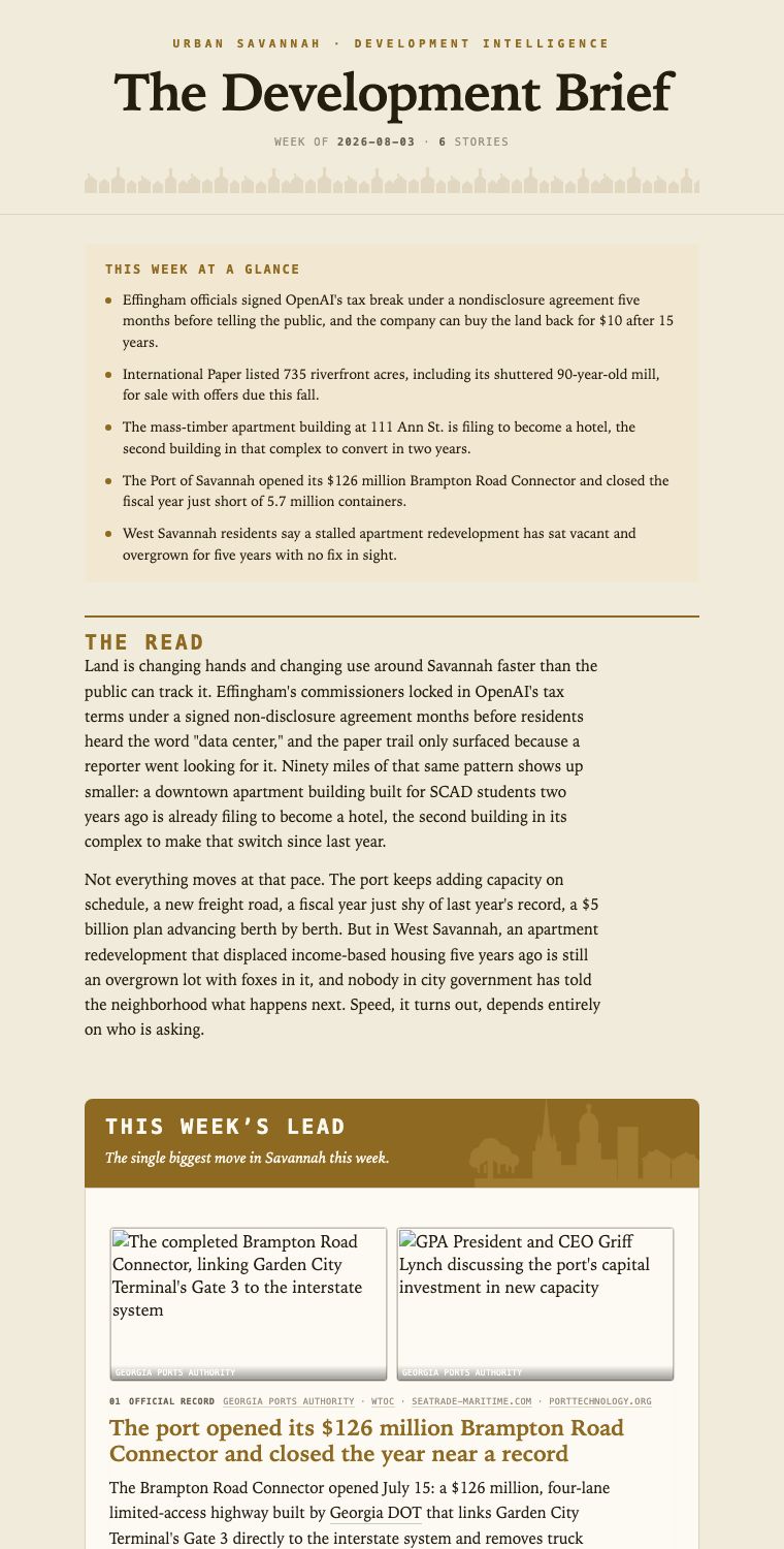 A recent issue of the The Savannah Brief