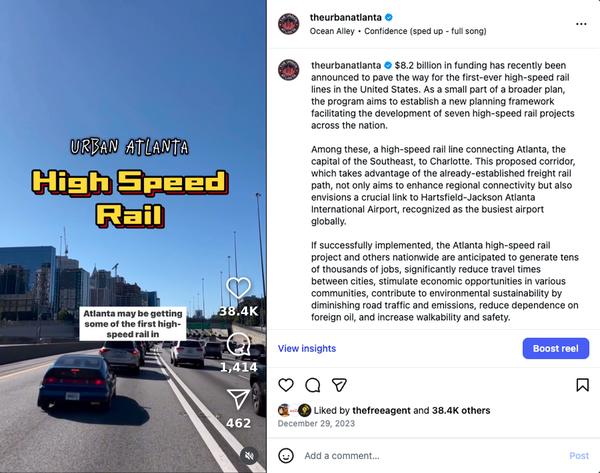High Speed Rail on Urban Atlanta