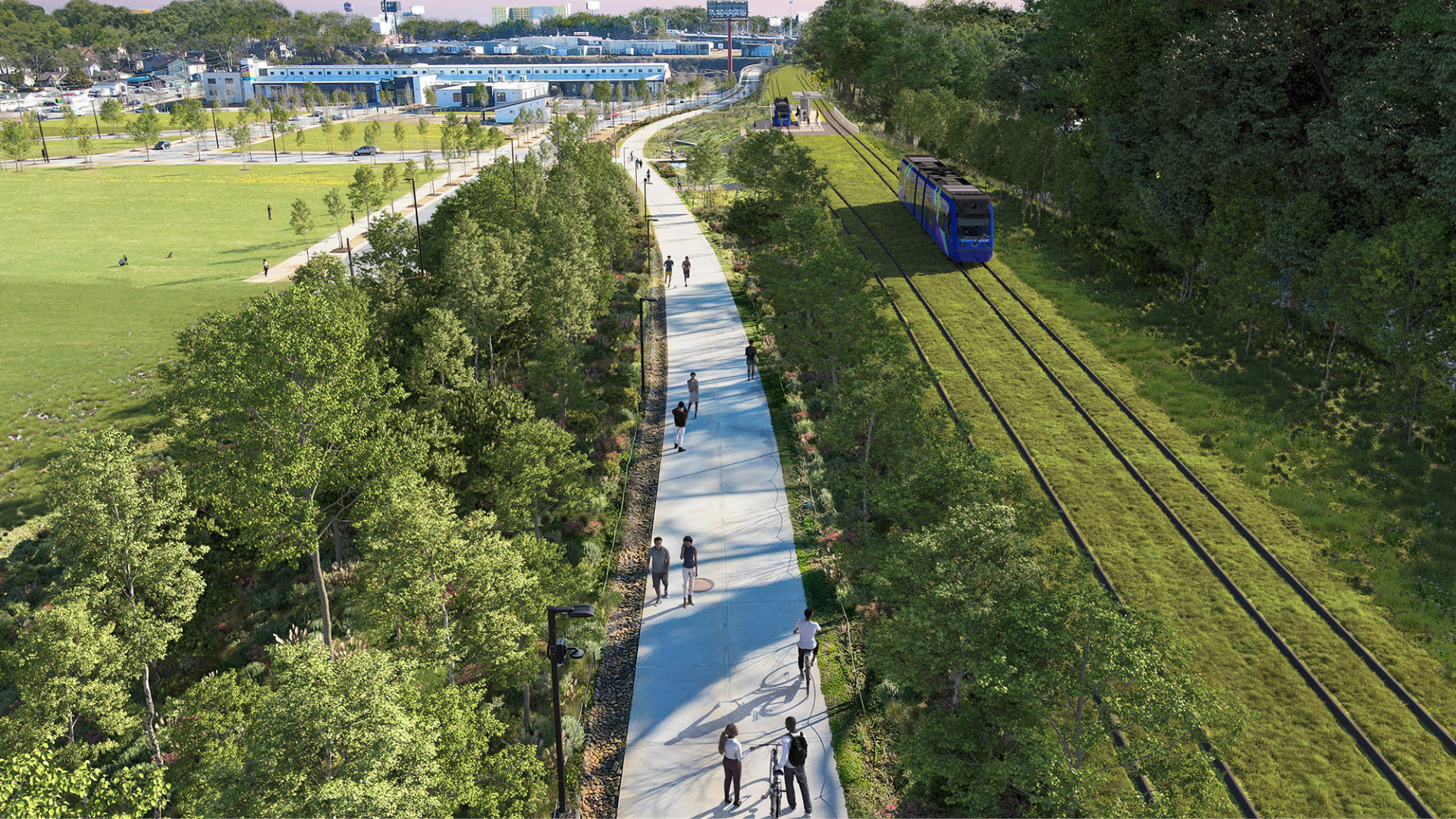 Transit Rendering of Southside Trail at Pittsburgh Yards