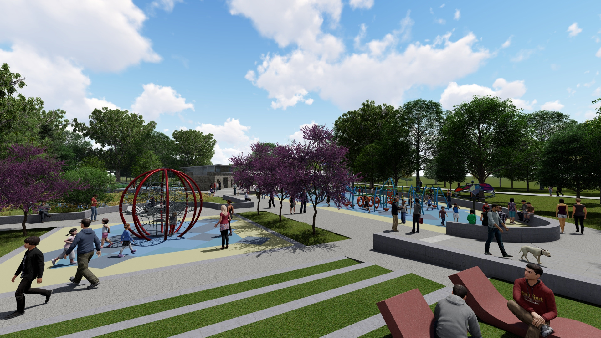 Rendering of Enota Park’s playground.