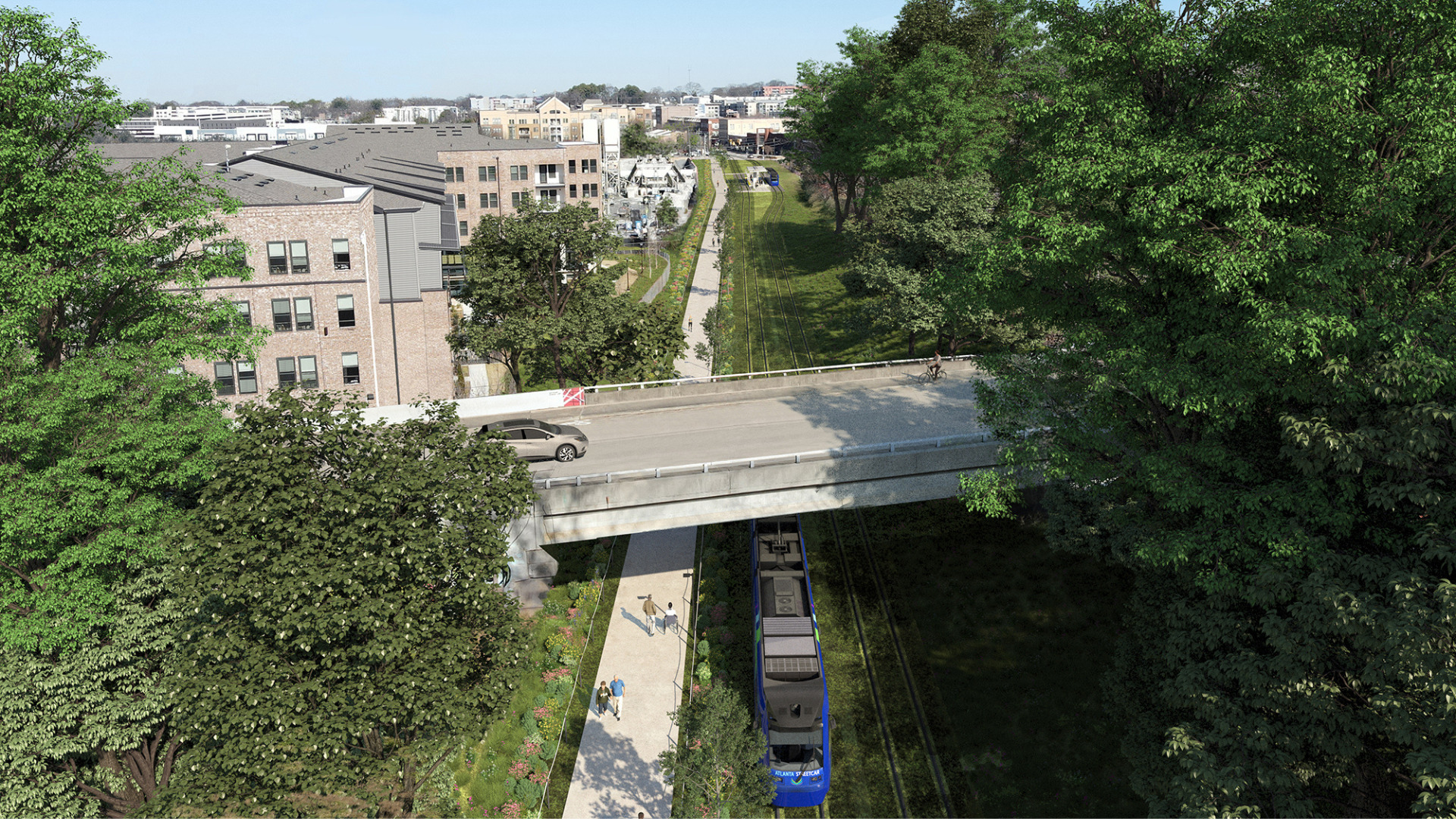 Transit Rendering of Southside Trail Under Berne Street Bridge