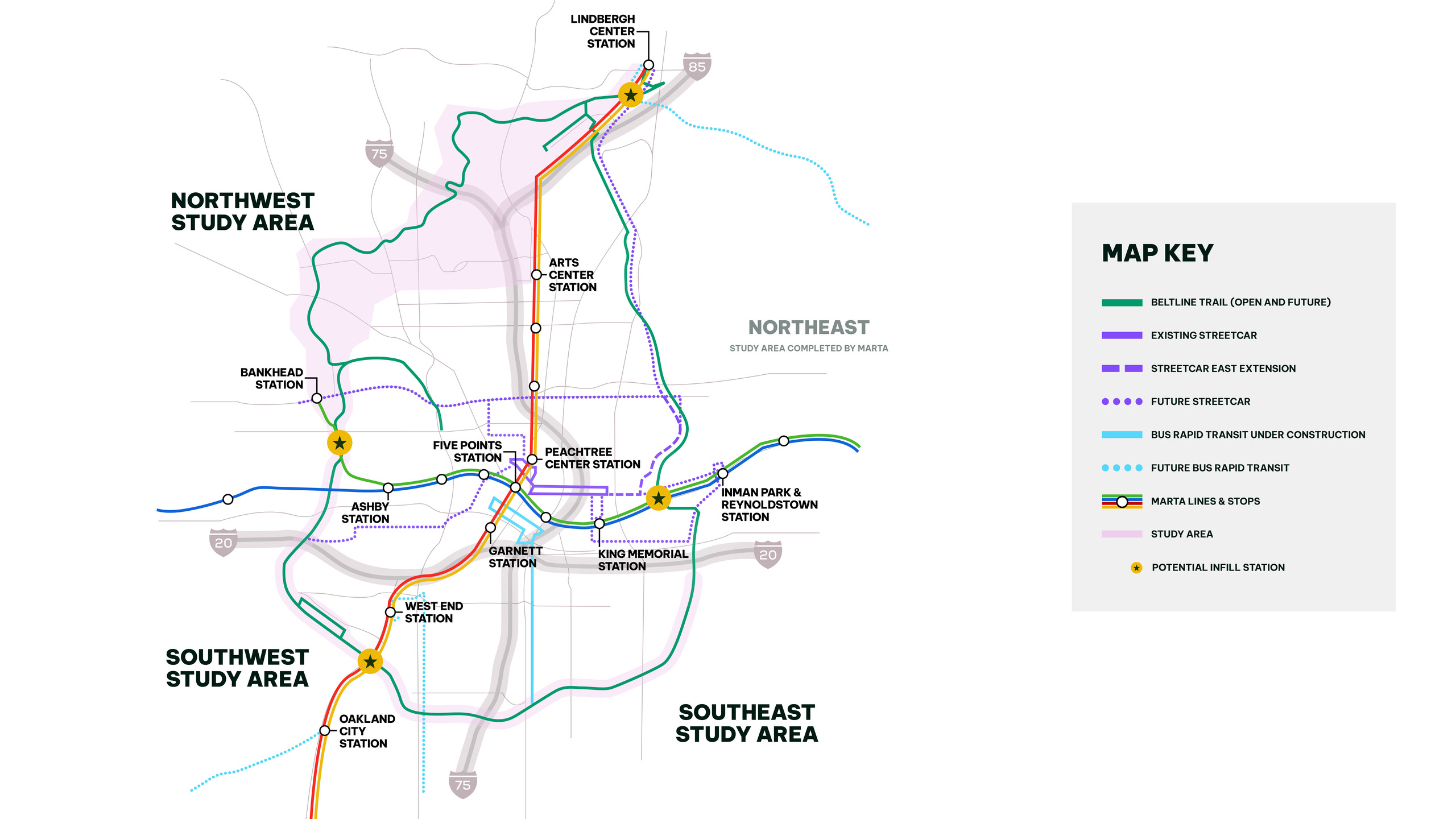 Abl Transit Study Map with Marta Infill Stations