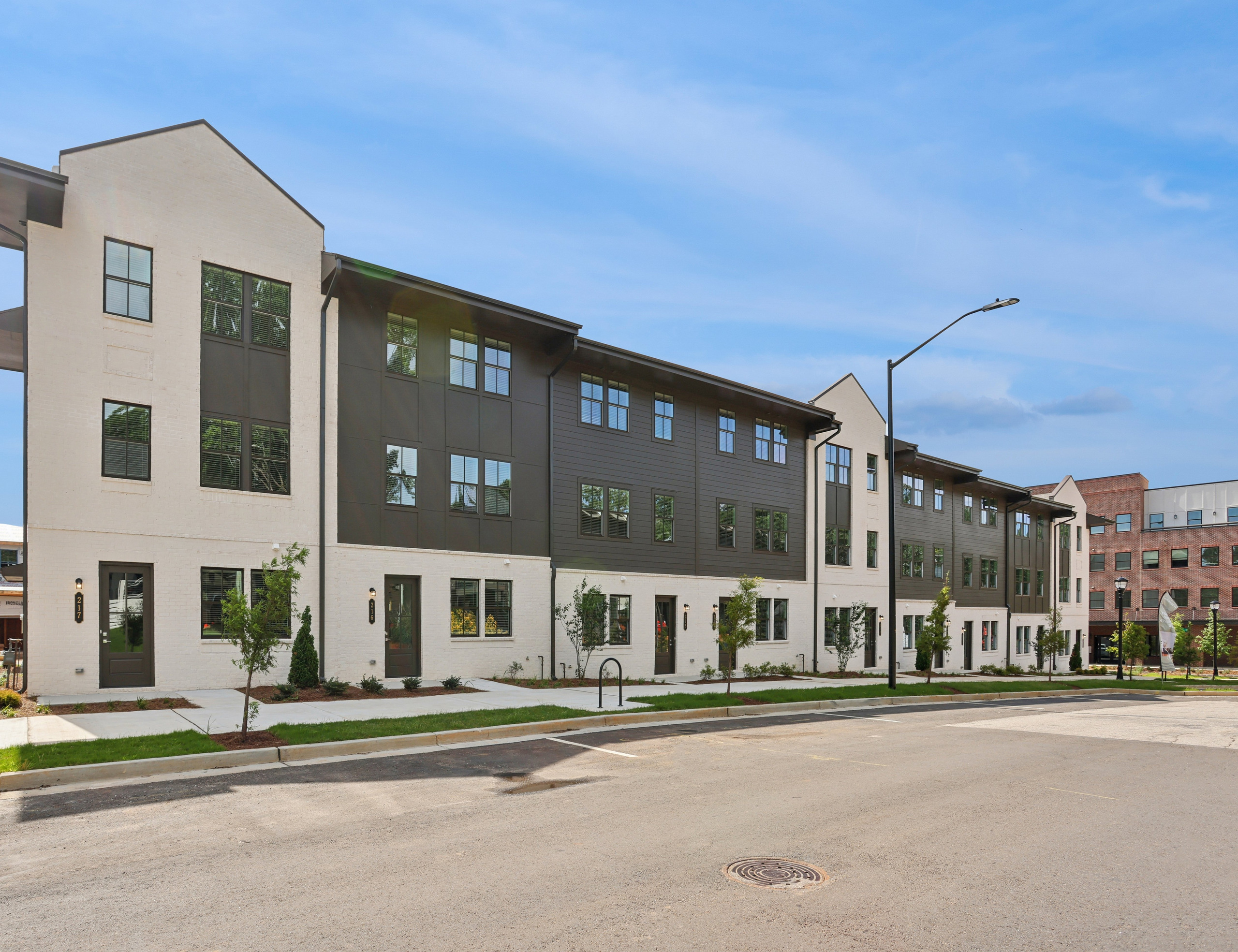 How a row of The Garrison's townhome offerings has come together at street level.