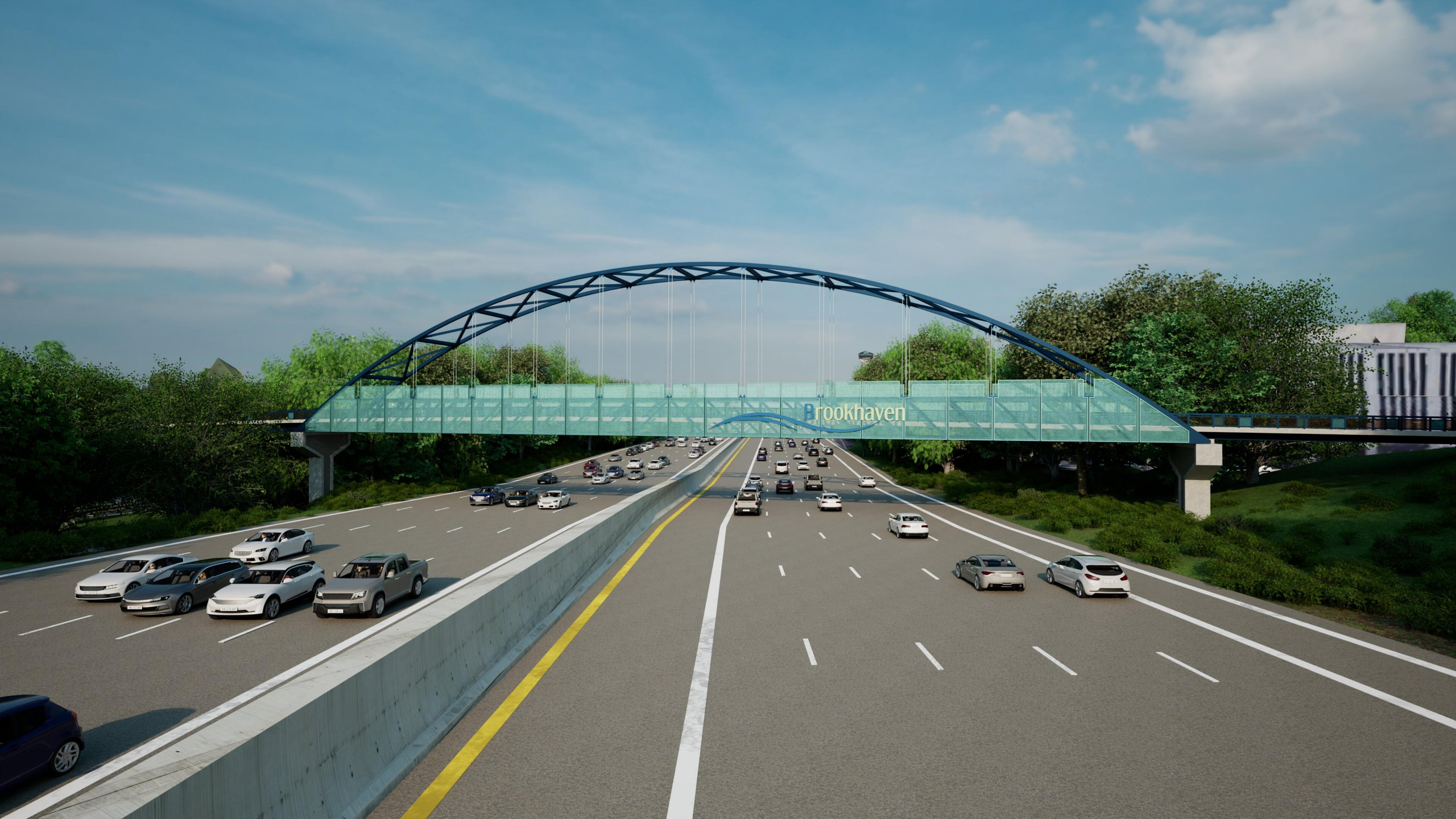 The City of Brookhaven source page identifies this image as a front view of the proposed bridge.