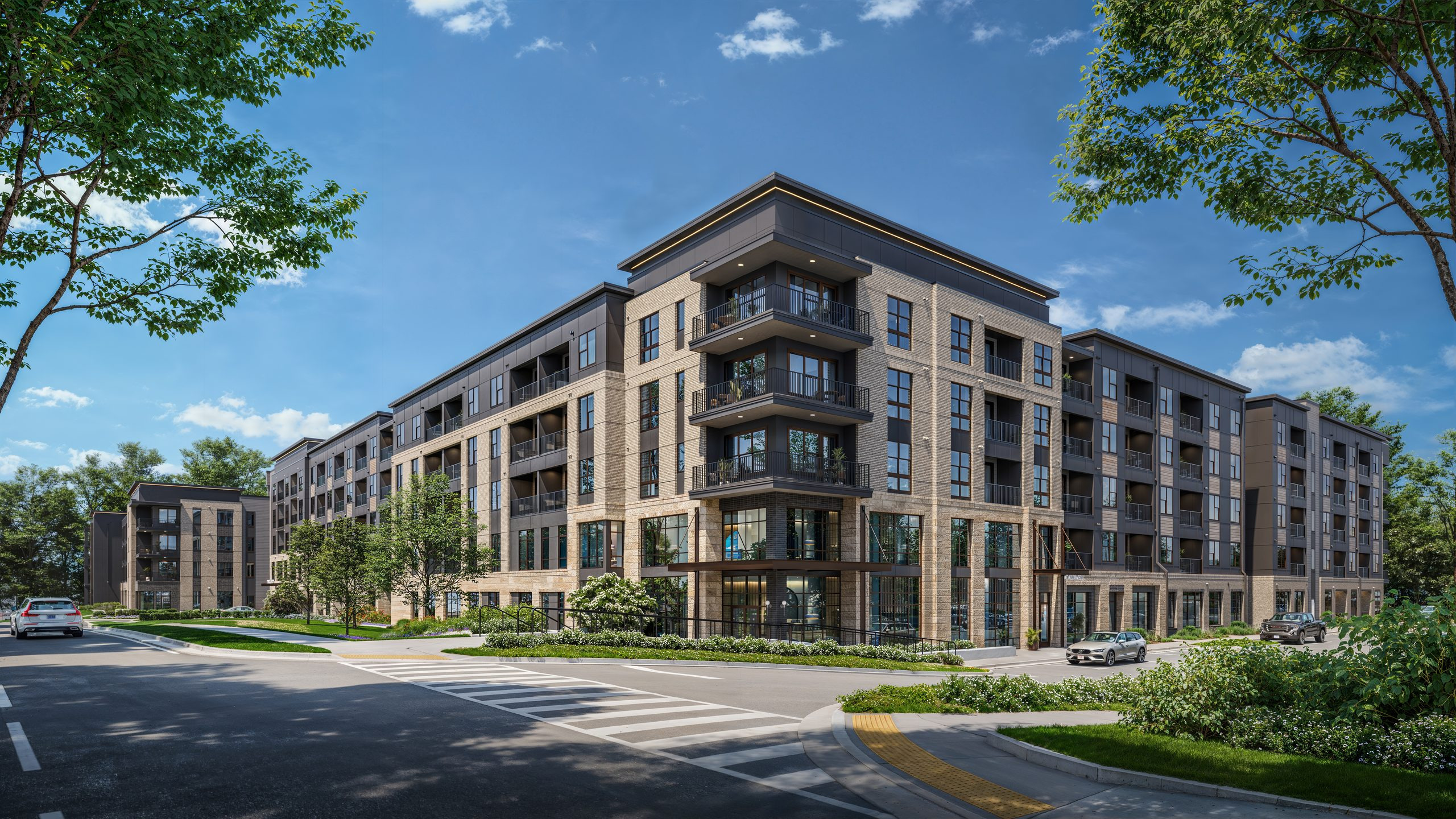A rendering of Kennedy Wilson’s Caldwell shows the luxury multifamily community planned for a former office building at 35 Glenlake Parkway near State Route 400 in central Sandy Springs. (Provided by