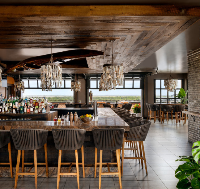 Renovated bar interior at Hotel Orielle in downtown Savannah.
